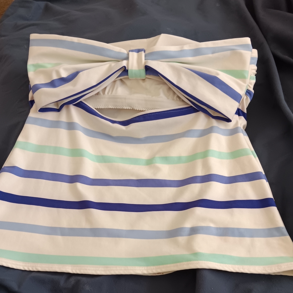 Kate Spade White and Blue Sleeveless Crop Top with Sailor Collar